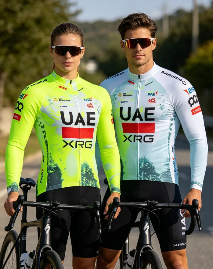 

Fluor Yellow Cycling Jersey Winter UAE TeamBike Maillot Jacket Quick dry Ropa Ciclismo Summer Pro Bicycle Jersey Clothing