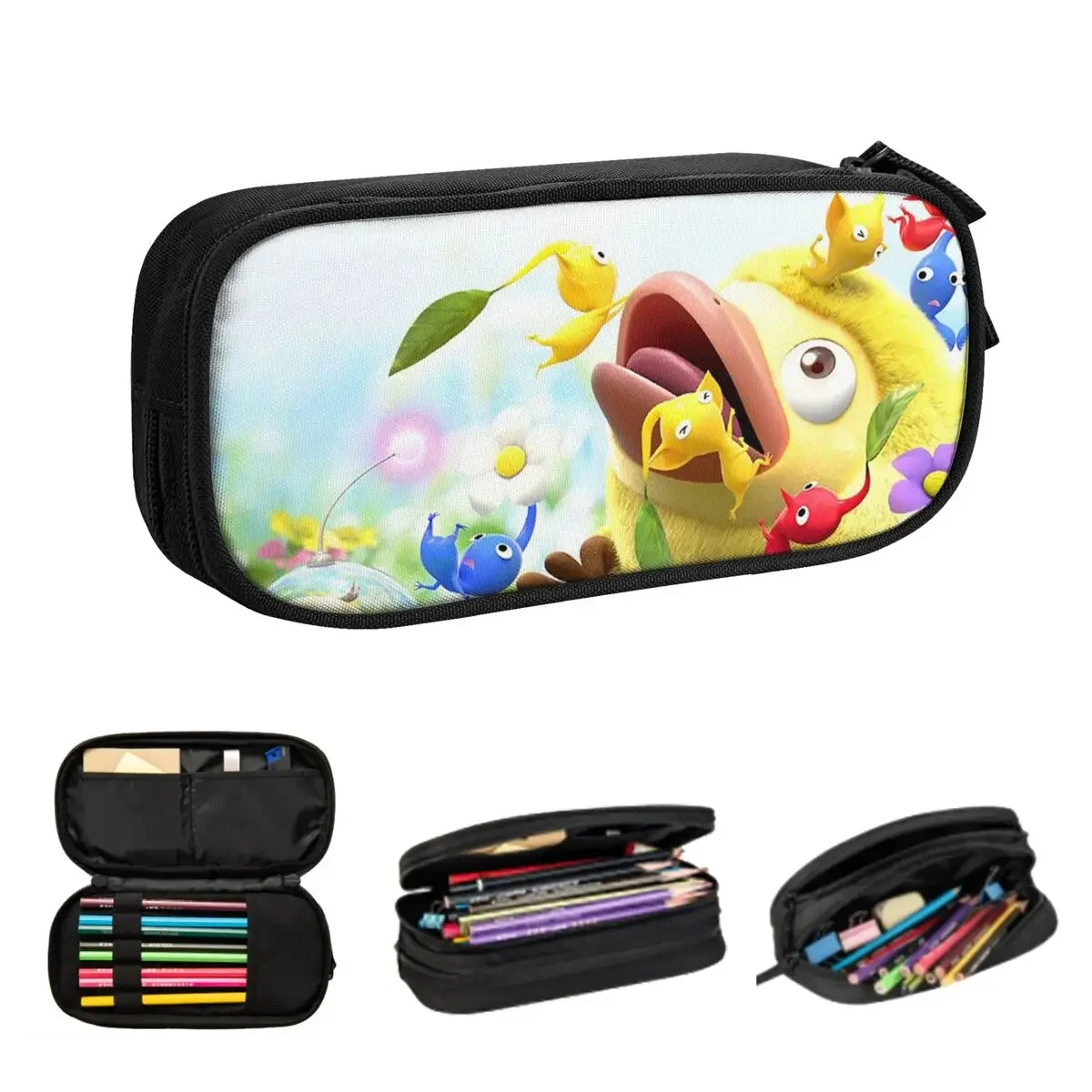 

Пеналы с персонажами Pikmin для школьников, школьная коробка для ручек, сумка-карандаш большой емкости, пенал для хранения канцелярских принадлежностей