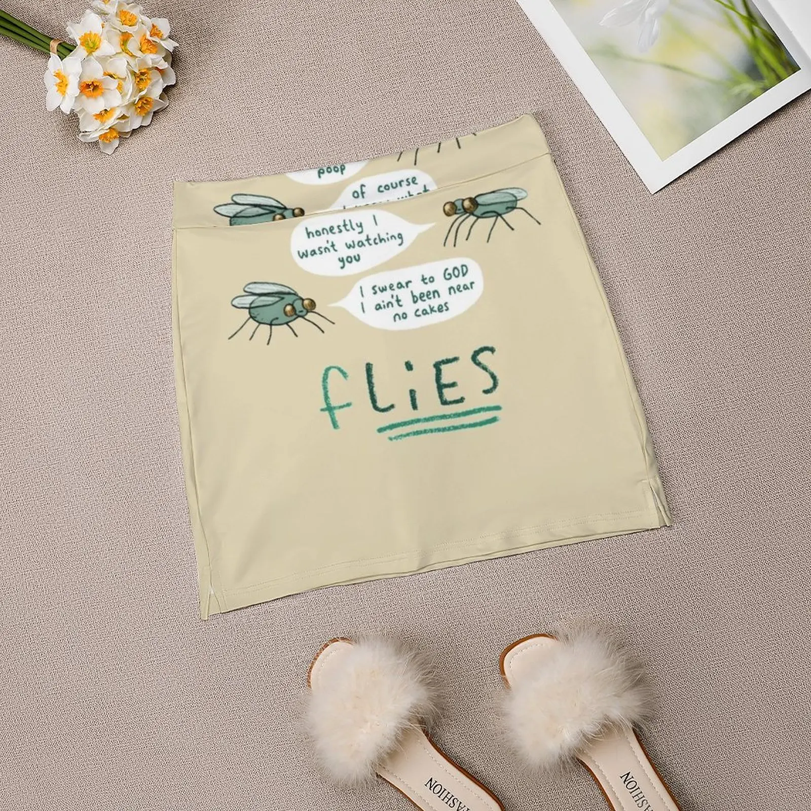 Flies-falda de moda coreana para mujer, faldas de verano a prueba de luz, bonita, Kawaii, ilustradas, espeluznante