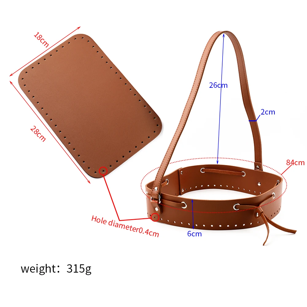 1Set PU Leather DIY Handmade Bag Bottom Handbag Shoulder Bag Strap Bottom Cover Handle Bag Accessories for Knitting Bags