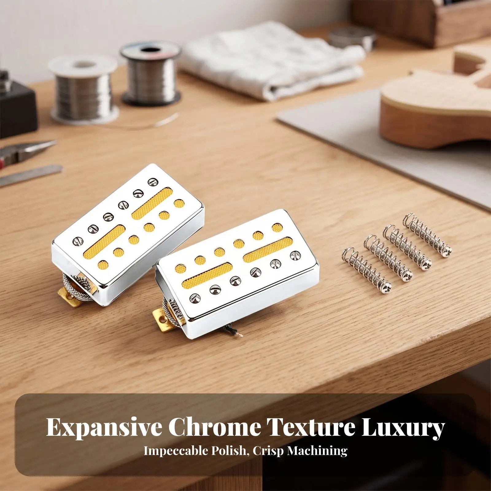 2 Pieces Guitar Humbucker With | Bright Chrome Finish, Humbucker Pickup with Mounting Screws