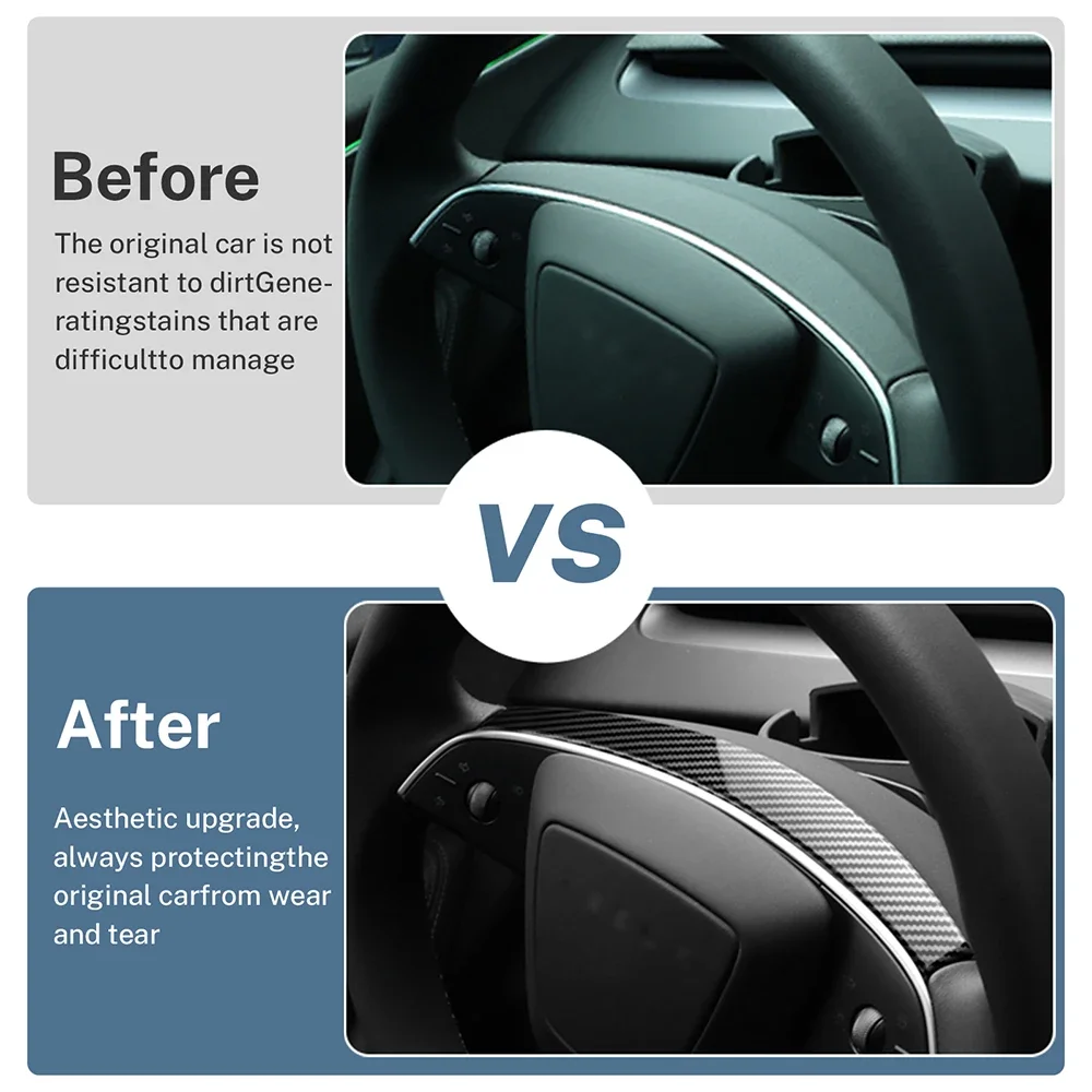 For Tesla Model 3 Highland Model Y Juniper (2024-2026) Car Steering Wheel Trim Strip Cover Panel Carbon Fiber ABS Stickers view 6