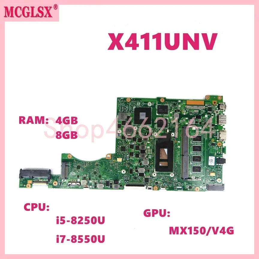 X411UNV i3 i5 i7 CPU 8GB-RAM MX150-V4G Mainboard For ASUS X411U X411UN X411UA  X411UNV X411UF/UQ S4200 S4200U Laptop Motherboard