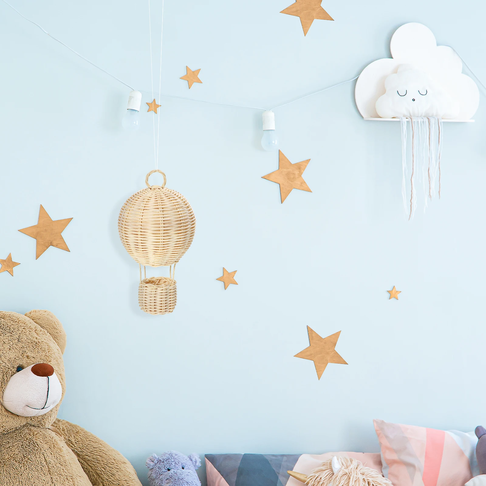 

Rattan Hot Air Balloon Lampshade Light Covers Hanging Beige Wicker Baby Small Bedroom Pendant Vintage Cover Accessories