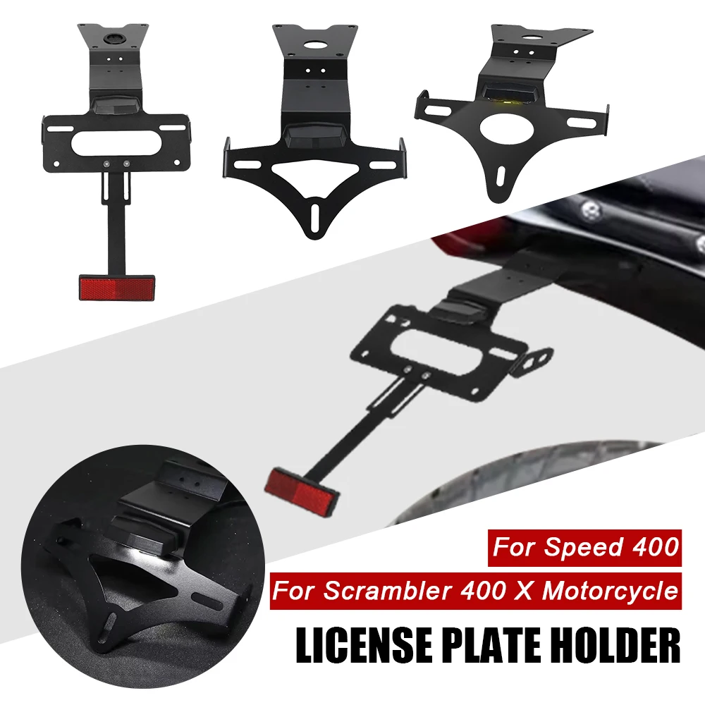 

For Speed 400 Scrambler 400X 2024 2025 2026 Motorcycle Fender Eliminator Adjustable License Plate Bracket LED Plate Holder Frame