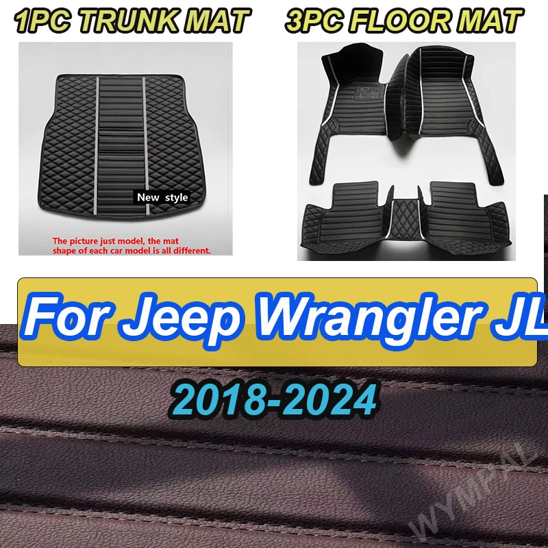 

LUXURY For Jeep Wrangler JL 4 door 2024 2023 2022 2021 2020 2019 2018 Car Floor Mats Rug Cover Auto Interior Accessories Parts