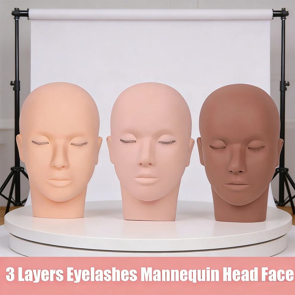 

3 Layers Lashes Mannequin Head For Practice Lash Grafting Training Tools Makeup Extensions Eyelashes Practice Model Makeup Tool
