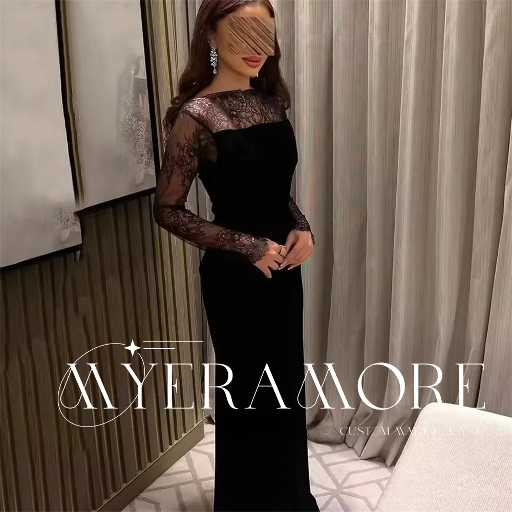 

Elegant Lace Evening Dresses Women Boat Neck Open Back Prom Dresses Formal Party Dresses Long Cocktail Dresses Customized