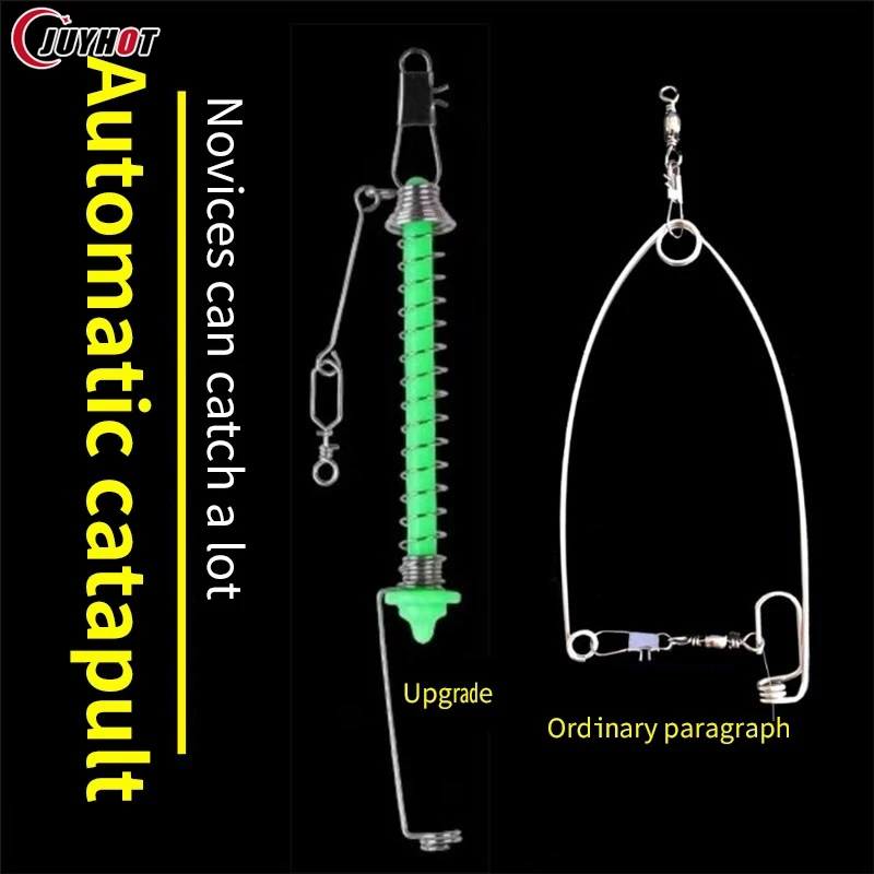 Automatic Fishing Hook Stainless Steel Spring Fishhook Bait Catch Ejection Catapult Full Speed Fishing Accessories