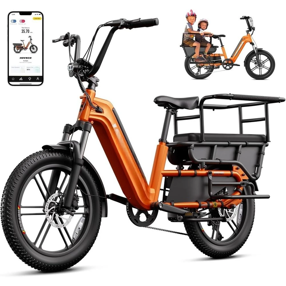 

Семейный электровелосипед с детским сиденьем — электровелосипед с толстыми шинами 1300 Вт, 28 миль в час, аккумулятор 48 В, 15 Ач, грузоподъемность 450 фунтов, гидравлические тормоза и управление через приложение