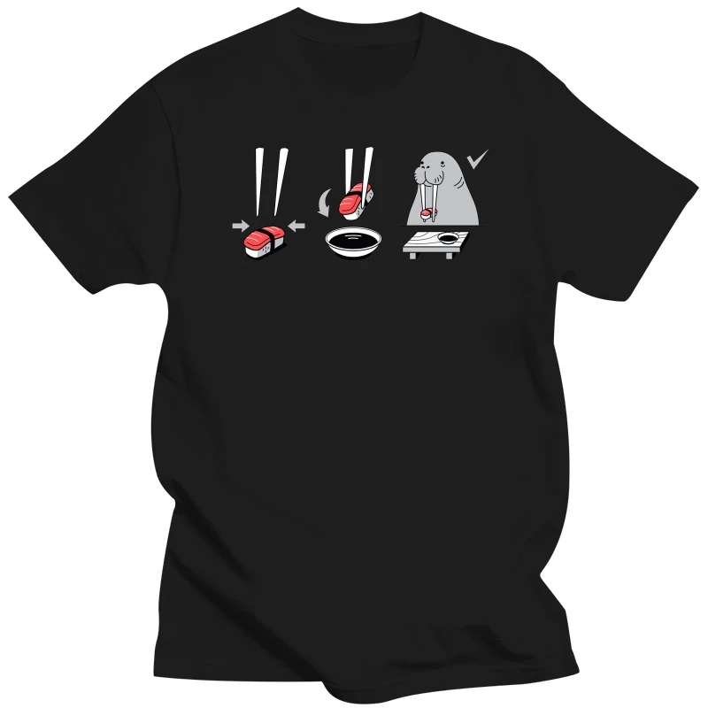 Sushi Lover T Shirt food walrus tusk north pole fish salmon rice soy sauce funny humor