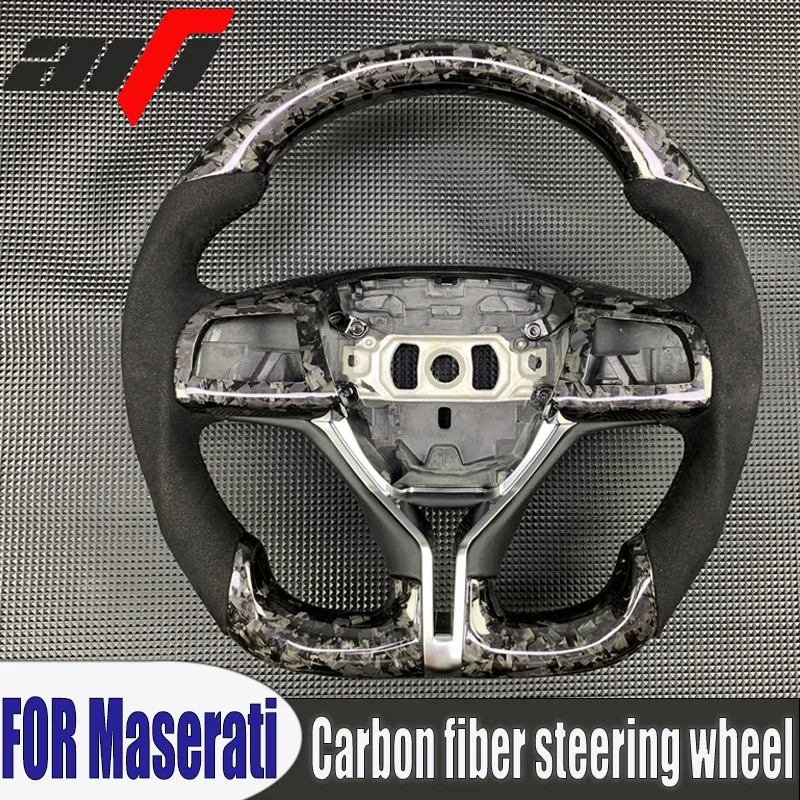 For Maserati Quattroporte Ghibli Levante 2021 2022 Carbon Fiber Car Steering Wheel Customized Perforated Leather