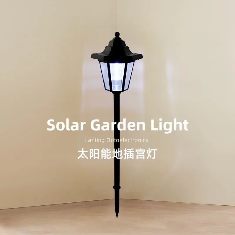 Retro Hexagonal Palace Solar Lawn Lamp Waterproof Outdoor Ground Insert LED Light for Villa Yard Patio Landscape Lighting 0-5W