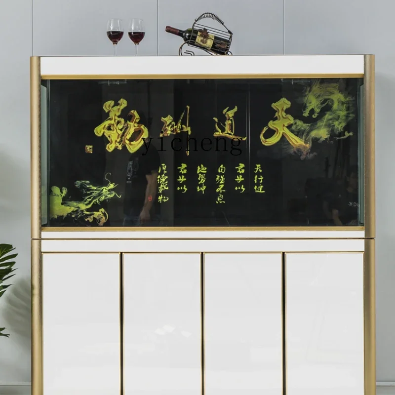 ZZf Ecological Home Living Room Floor Large Change Water Bottom Filter Dragon Fish Tank Glass Aquarium