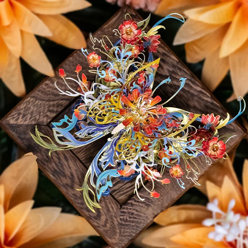 Hand-made gifts. 3D metal assembled models. Beautiful three-dimensional butterfly, metal three-dimensional puzzle.