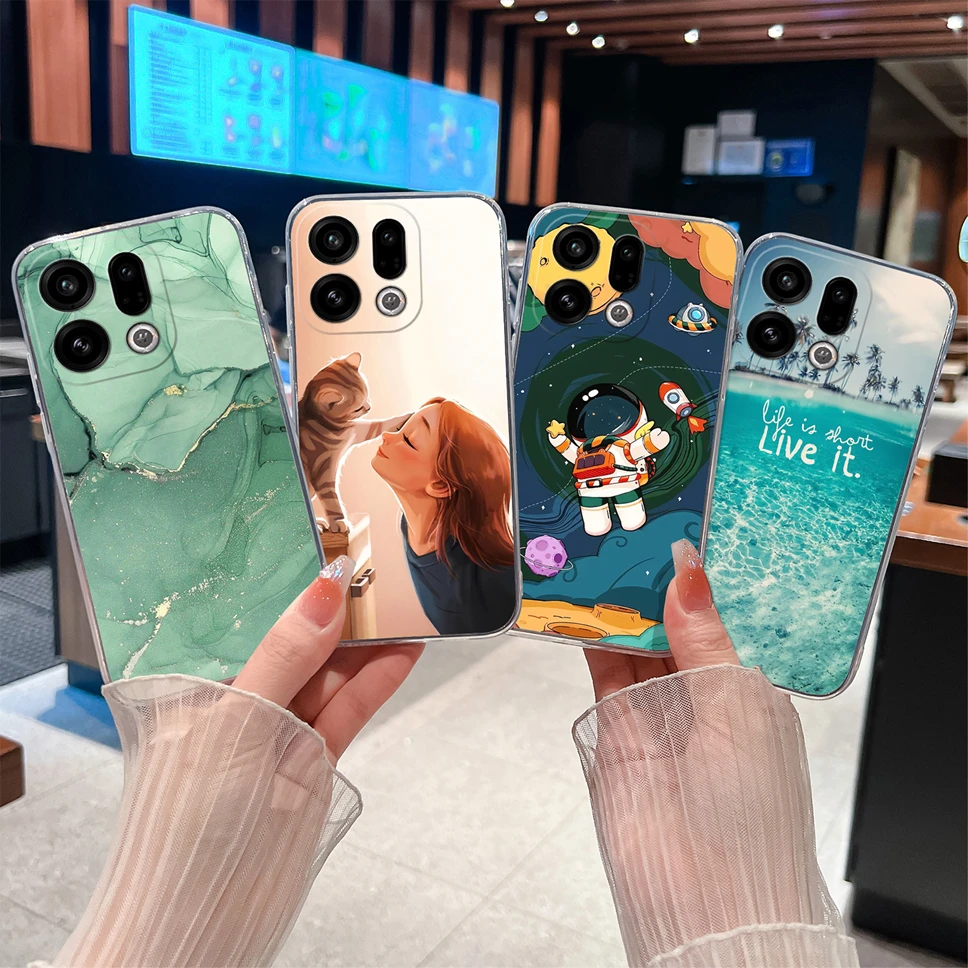 حافظة هاتف لهاتف اوبو فايند X9 برو موضة رائد الفضاء ناعمة نحيفة من مادة البولي يوريثان الشفاف الممتص للسيليكون لهاتف اوبو فايند X 9 خفيفة الوزن فوندا