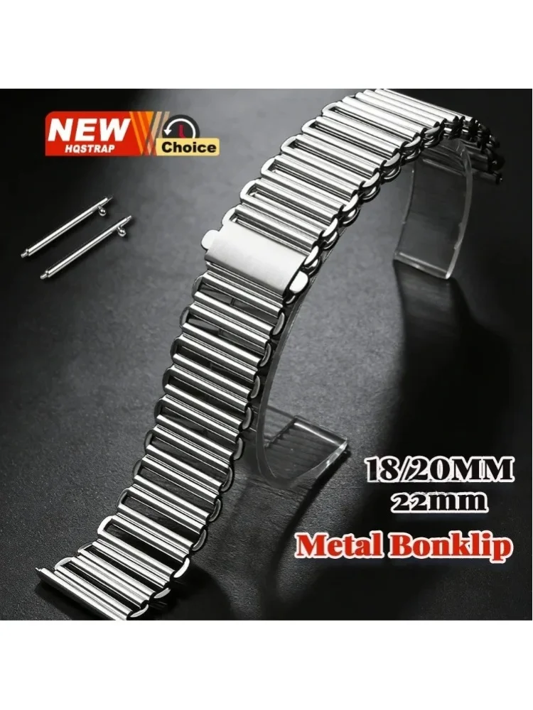 Metall-Bonklip-Uhrenarmband, 18 mm, 20 mm, 22 mm, Schnellverschluss, universelles Uhrenarmband, Edelstahl-Uhrenarmband für Damen und Herren