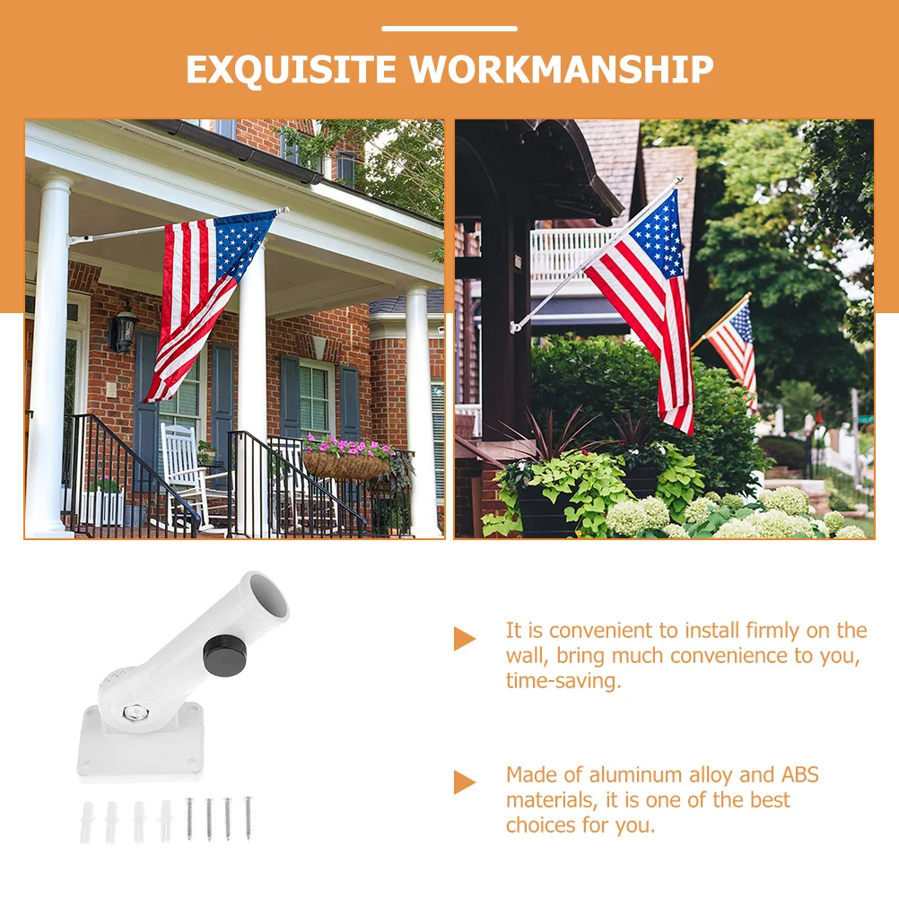 

1 Set Wall-Mounted Adjustable Flagpole Holder Abs Aluminum Alloy Wind-Resistant For Garden Porch Balcony Backyard Flag Pole