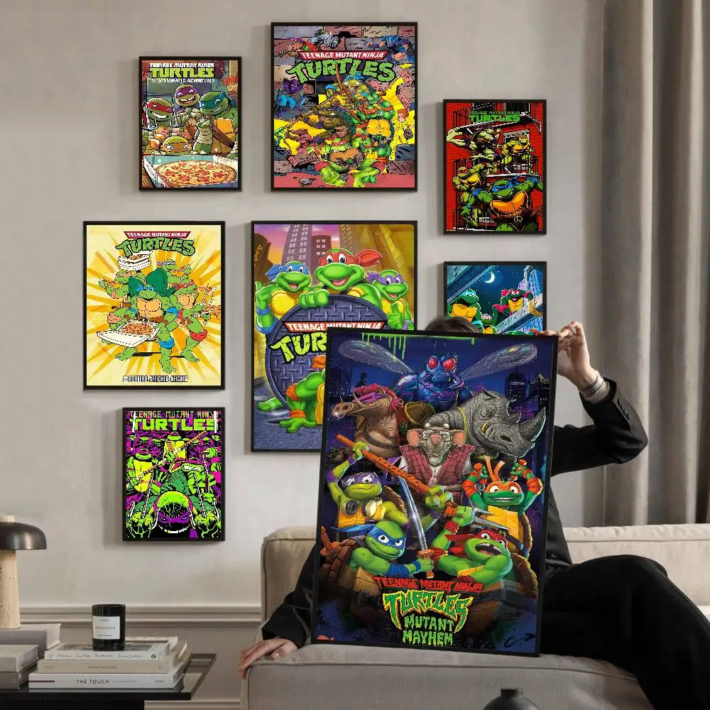 N-Ninja Turtles Anime-Poster, klebrige HD-Qualität, Wandkunst, Retro-Poster für Zuhause, Kawaii, Raumdekoration
