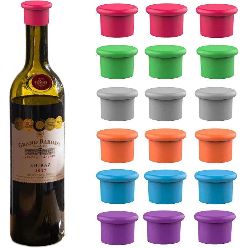 6pcs Random Colors Wine Stoppers Reusable Silicone Corks Wine Glass Beverages Beer Champagne Kitchen Bottles Caps Durable