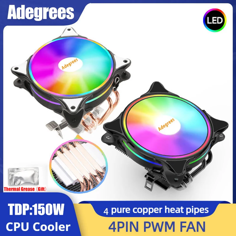 

Efficient CPU Cooler 4PIN PWM 120MM Cooling Fan For Intel LGA 1150 1151 1155 1700 775 1200 2011 AMD AM3 AM4 Silent PC Radiator