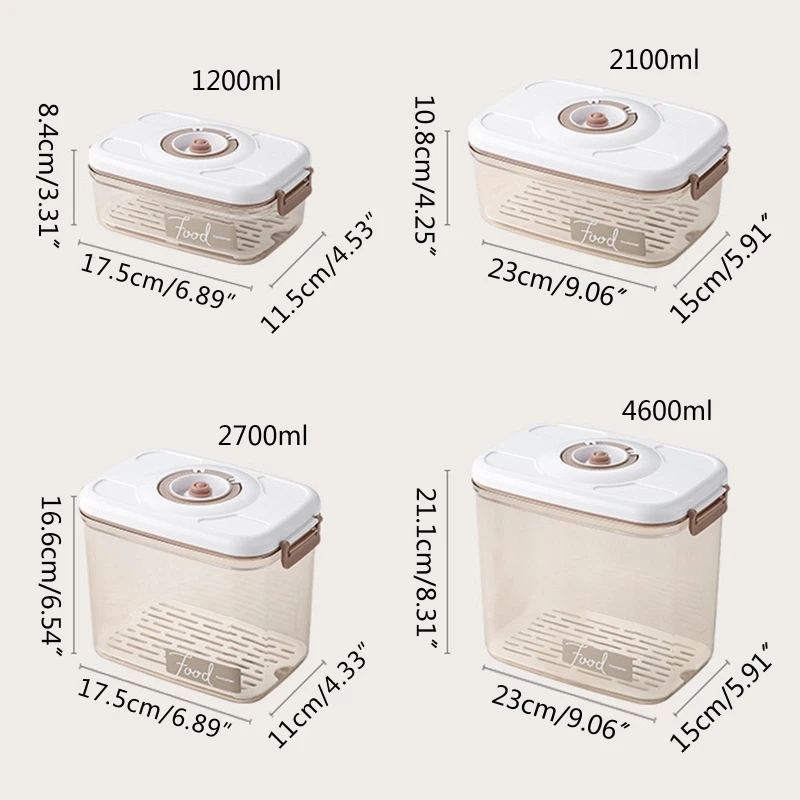 White Dolphin Circle Rectangle Square Vacuum Container Crisper Different Capacity Vacuum Sealer Kitchen Dropshipping