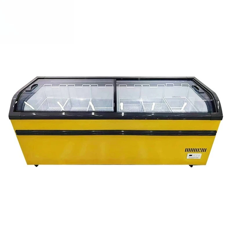 Frozen Integrated Display Cabinet Supermarket Combination Island Cabinet Horizontal Commercial Large Capacity Ice Cream Freezer