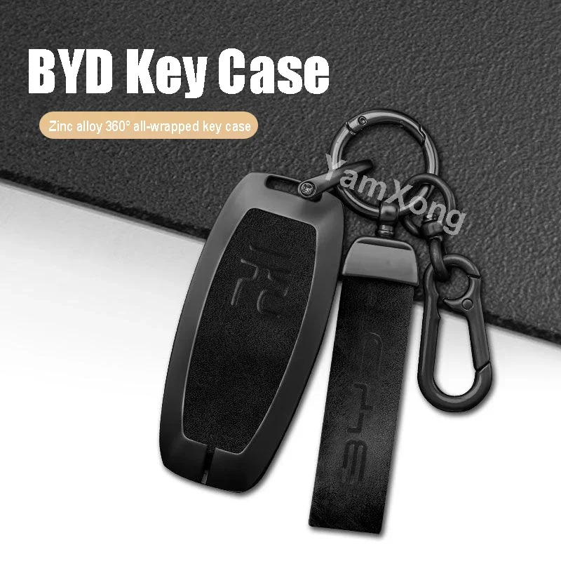 

Alloy Remote Car Key Case Cover For Yuan plus Smart Keyless Protective Shell Keychain Accessory Decoration case Car Accessories