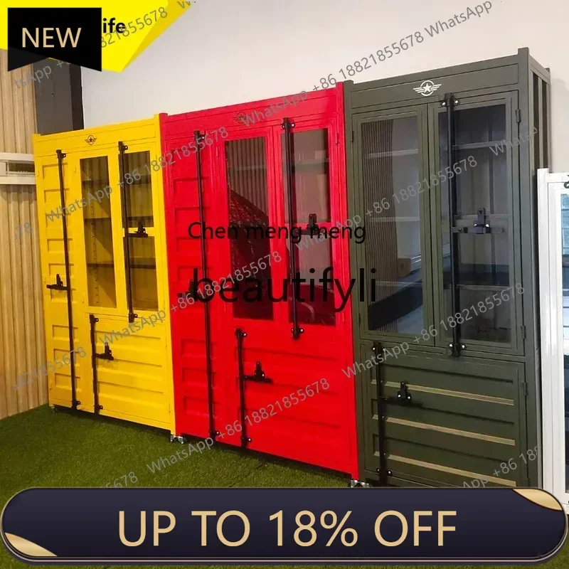 

P178 Container Storage Cabinet Vintage File Iron Art Shoe Cabinet Industrial Style Sideboard