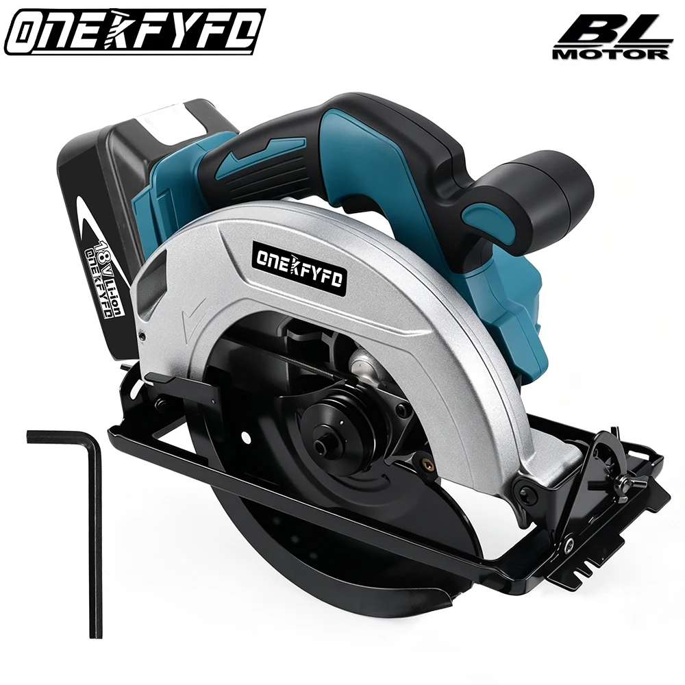 ONEKFYFD 7 Inch Brushless Electric Circular Saw Cordless Efficient Woodworking Cutting Power Tools For 18V Lithium-Ion Battery