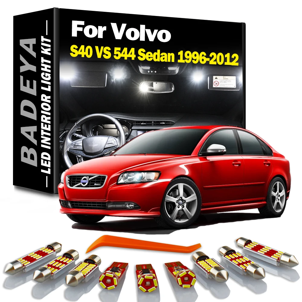 BADEYA Canbus dla Volvo S40 VS 544 Sedan 1996-2006 2007 2008 2009 2010 2011 2012 żarówki samochodowe prowadził wewnętrzne zestaw żarówek do lampek