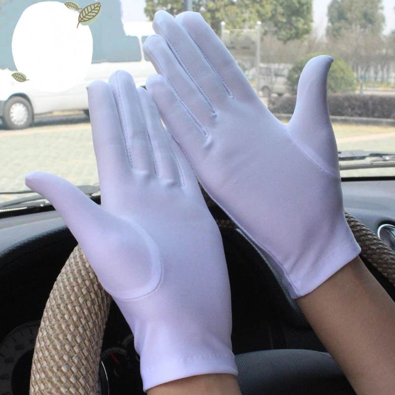 

Women Fashion Summer Spandex Gloves Mittens Sun Protection White Black Etiquette Thin Short Stretch Dressy Dance Gloves