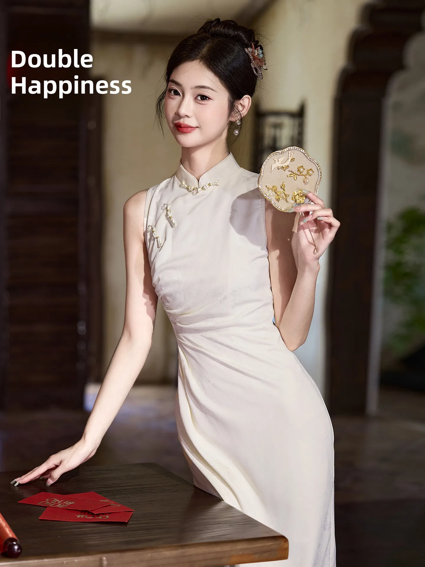 

White Engagement Young Sle Wedding Dr Gown Traditional Chinese Long Qipao for Women Daily Wear Low Slit