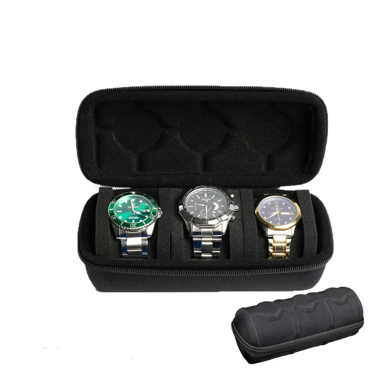 3/ 5-Slot Watch Case Hard Shell Travel Organizer With Pillow Insert Gift Ready (Black),Suitable For Smart Watch Storage Bag