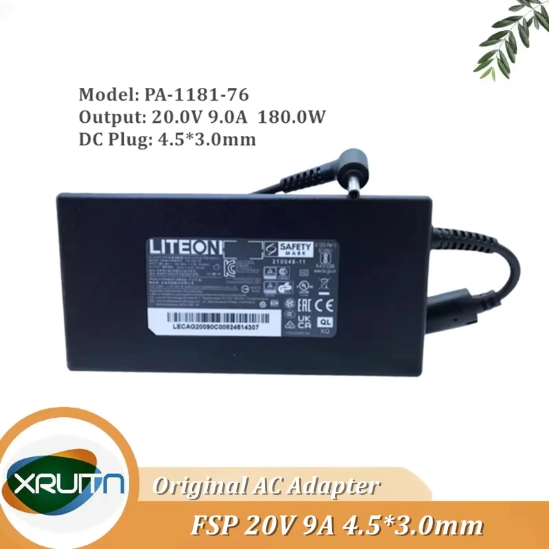 Genuine OEM Liteon 180W 20V 9A PA-1181-76 4.5*3.0mm AC Power Adapter For MSI Sword 15 A12UDX A12UD A12UCX A12UC Laptop Charger