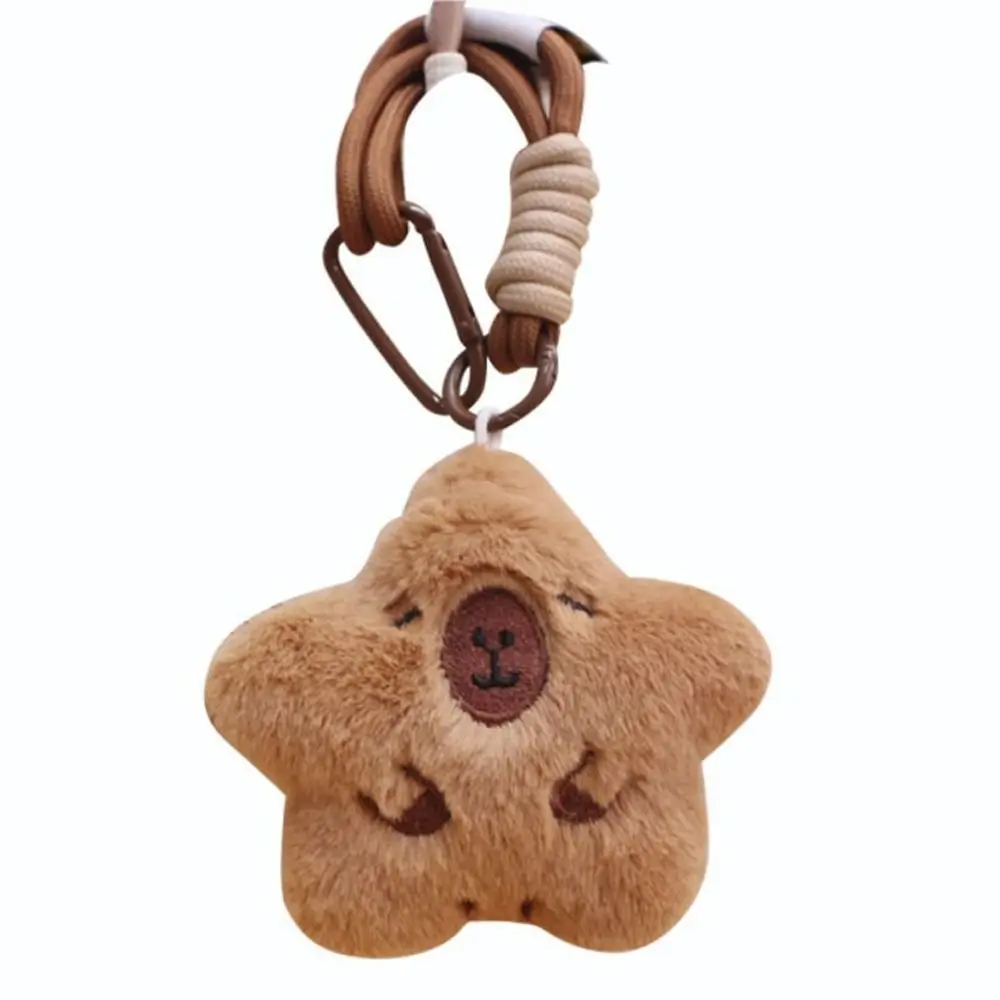 Squeak Capybara Plush Keychain Pentagram Hape Stuffed Capybara Plush Pendant Lovely Simulation Unisex Hanging Accessory