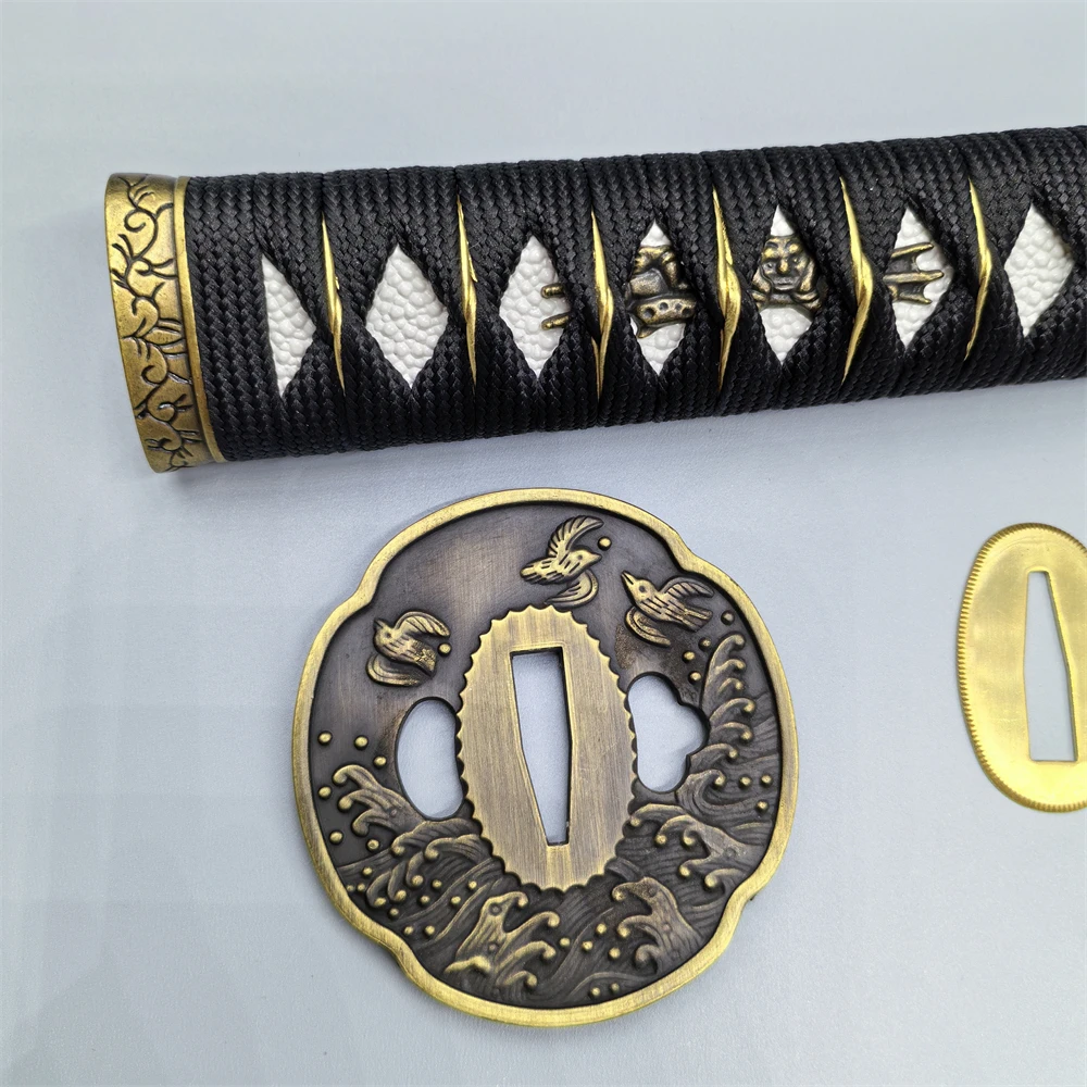 27cm Wo-color Ito Handle Tsuka Set Alloy Tsuba Brass Menuki/Seppa For Japanese Sword Katana Wakizashi Tanto Fittings