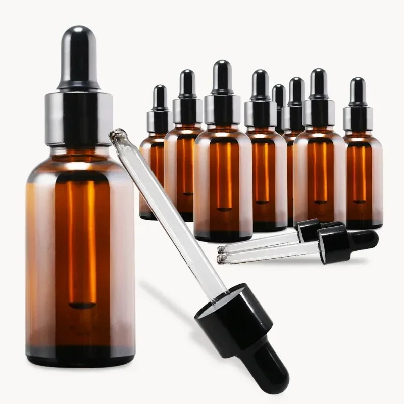 Dropper Bottles 5ml-100ml Reagent Eye Drop Amber Glass Aromatherapy Liquid Pipette Bottle Refillable Bottles Travel