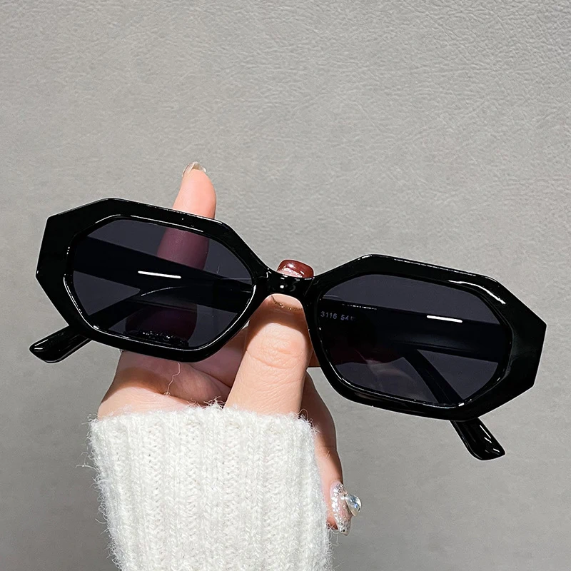 SO&EI Fashion Small Polygon Square Sunglasses Women Jelly Color Gradient Shades UV400 Retro Men Tea Lens Sun Glasses