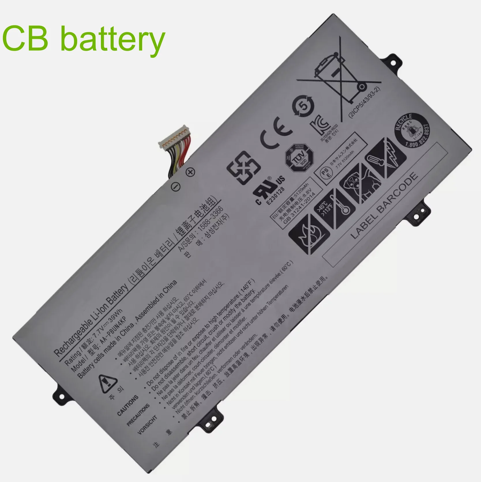 

AA-PBUN4KP 5120mAh /39Wh For 930QAA-K01 930QAA-K716 Notebook 9 Pen NP930QAA NT930QBE NT930QBV NP930QAA-K01C