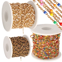 1M/lot Stainless Steel Boho Beaded Chain Cable Enamel Bead Ball Colorful Beads Chain For Jewelry Making Necklace Supplies DIY