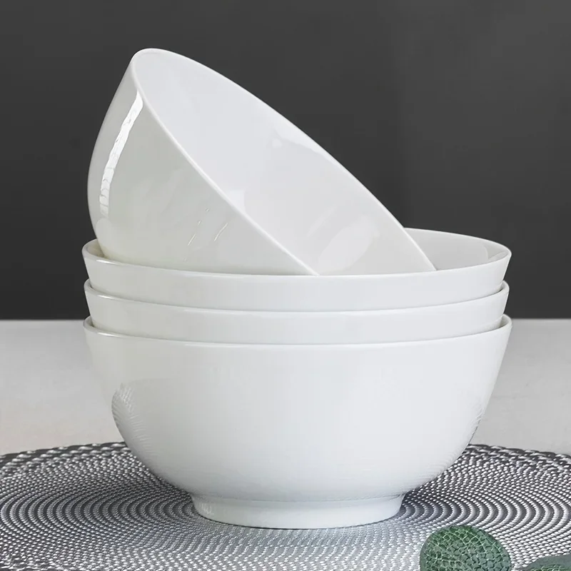 Household Ceramic Bowls, Kitchen Utensils, Salad Bowls, White Slanted Mouth Bowls, Desserts, Buffet, Side Dishes, Tableware