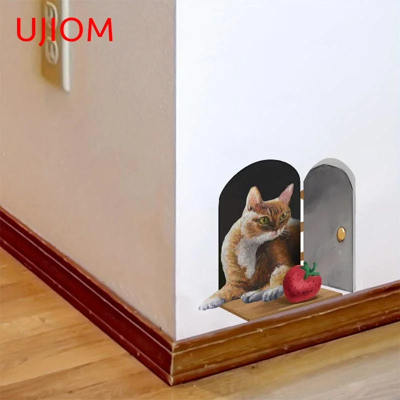 UJIOM 13cm Kitten Cat Hole Cartoon Wall Sticker Amusing Scratch-Proof Cat Decal House Opacification Corner Stairs Room Graphics