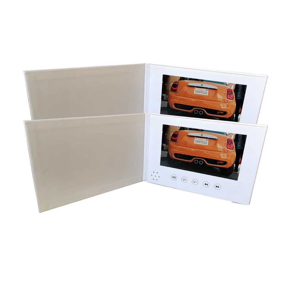 White Card Folder Book Creatives Invitation 7' LCD Video Mailer for Advertising Greeting Cards MP4 Player
