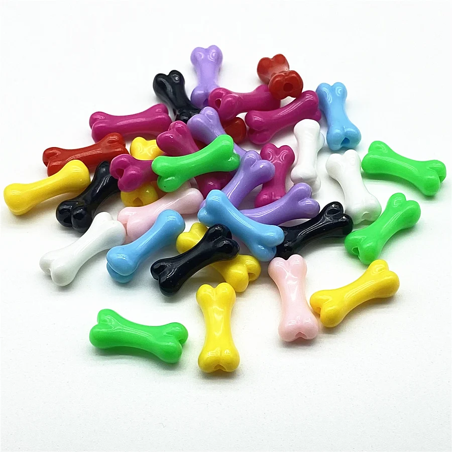 20pcs 9x20mm Bone Shaped Colored Acrylic Beads for Necklaces Bracelets Earrings Pendants DIY Jewelry Making