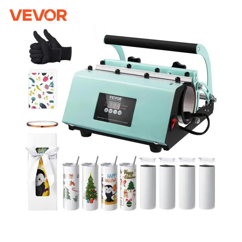 VEVOR Tumbler Heat Press Machine and Sublimation Tumblers Tumbler Press Set with 8pcs 20OZ Blank Tumblers Mug Press Cup Press