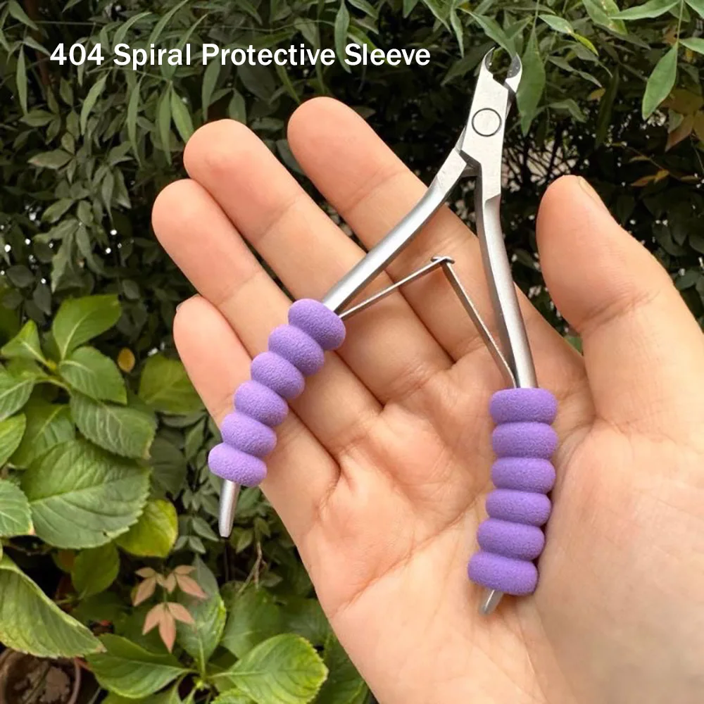 404Nail 1pair Spiral Protective Sheath No-Elasticity Brush Pen Protectors Sponge Tweezers Scissors Handle Holder Tools 1cm(diam)