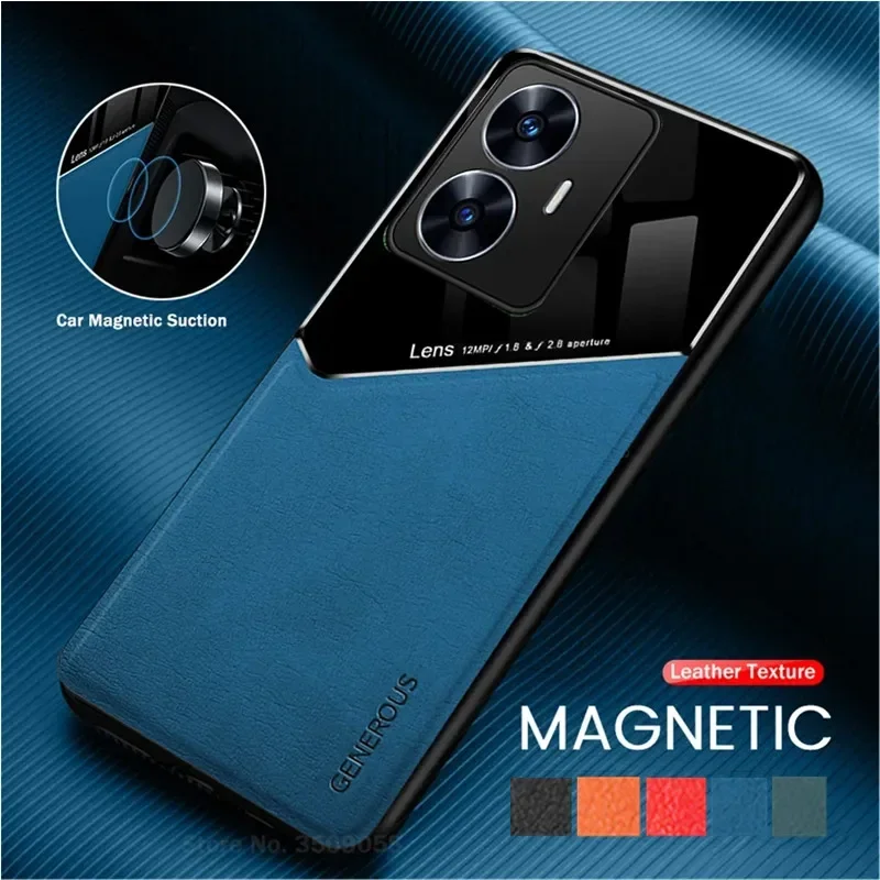 PU Leather Texture Case For Realme C67 4G C55 C53 C30 C30S C21Y C25Y Cover With Car Magnetic Coque Fundas Capa Cases Cover