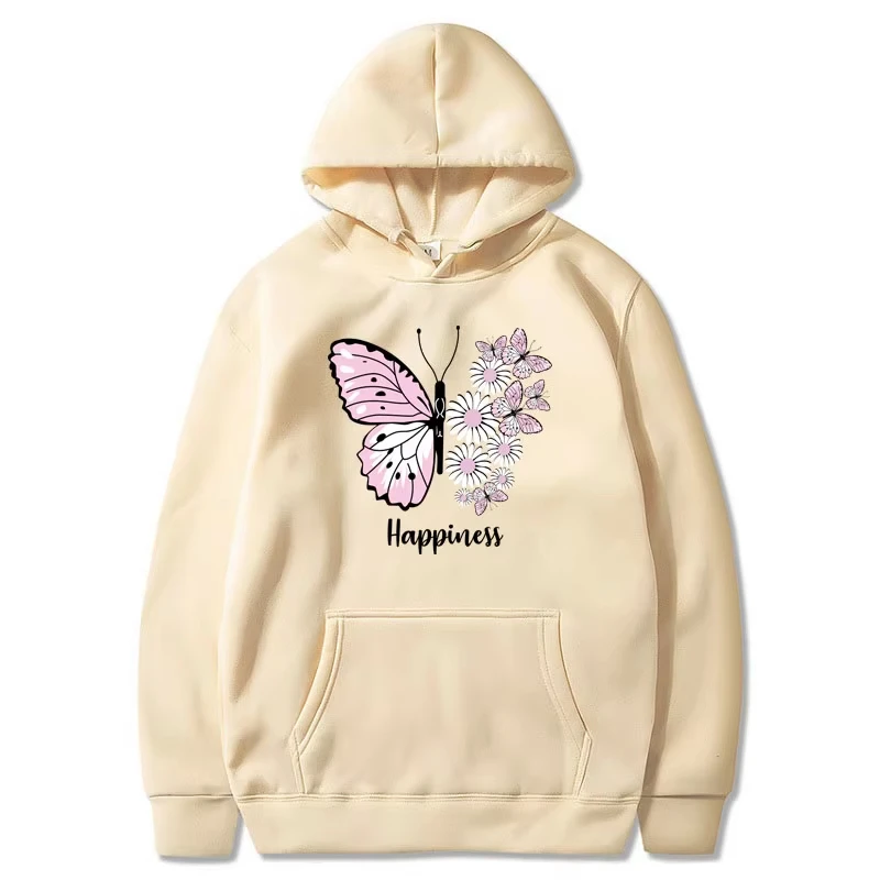 

Men's and Women's Unisex Butterfly Print Pullover Casual Hooded Pocket Sweatshirt Sweatshirt Black S-4XL