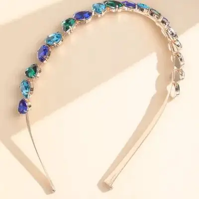 

1Pcs Glass Rhinestone Hair Clip Elegant Fashion Hair Hoop for Women Daily Wear Party Bridal Decoration Blue Green Headband